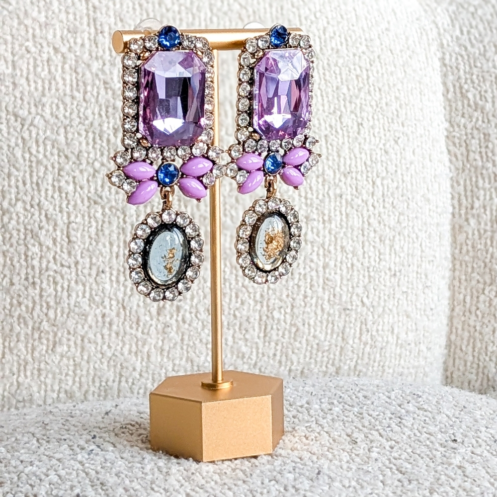Amethyst Aura | Fashion Dangle Statement Earrings - Picture 5 of 5